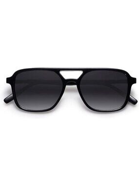 SOJOS Women Retro Aviator Sunglasses Rectangle Sun Glasses Black Frame Grey Lens